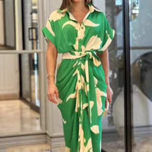 Robe chemise longue à manches courtes